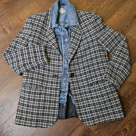 Nippon Jackets & Blazers - Black & White Plaid Check Wool Blazer Nippon